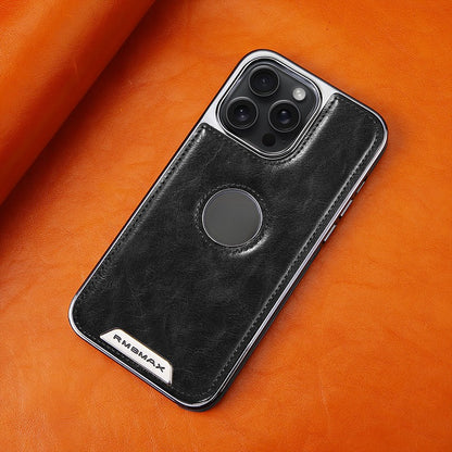 High-end Leather Metal Plating Bezel Case Cover for iPhone