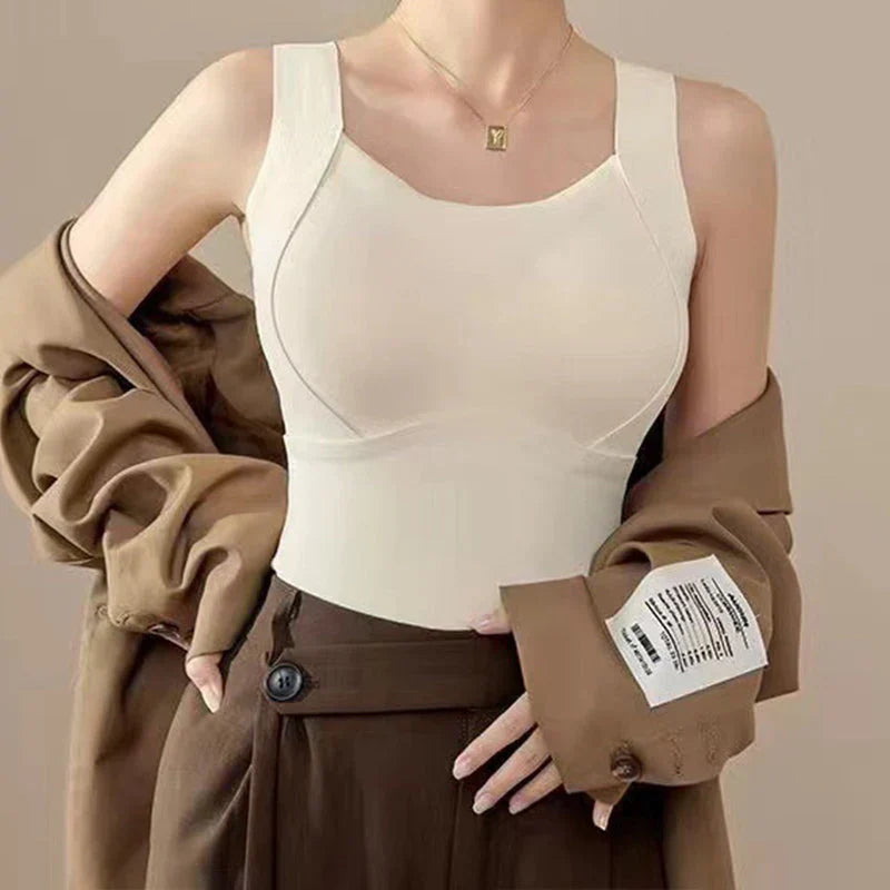 🔥 Cozy & Supported: Thickened Warm Tank Top with Shelf Bra! 👙