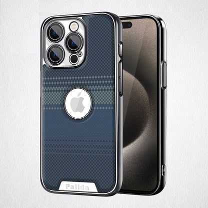 Premium Woven Texture & Electroplated Frame Case Cover for iPhone