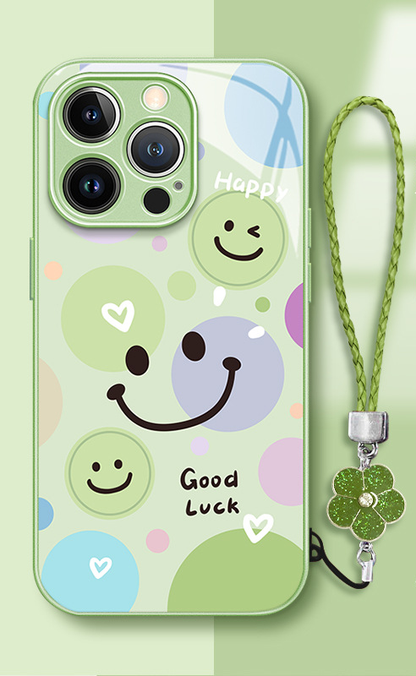 Warm Smile Electroplated Frame Ceramic Crystal Panel Case Cover for iPhone(Free Bracelet Gift)