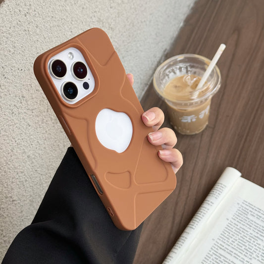Creative Irregular Logo Hollow Frosted Magnetic Soft Case Cover for iPhone