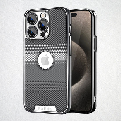 Premium Woven Texture & Electroplated Frame Case Cover for iPhone