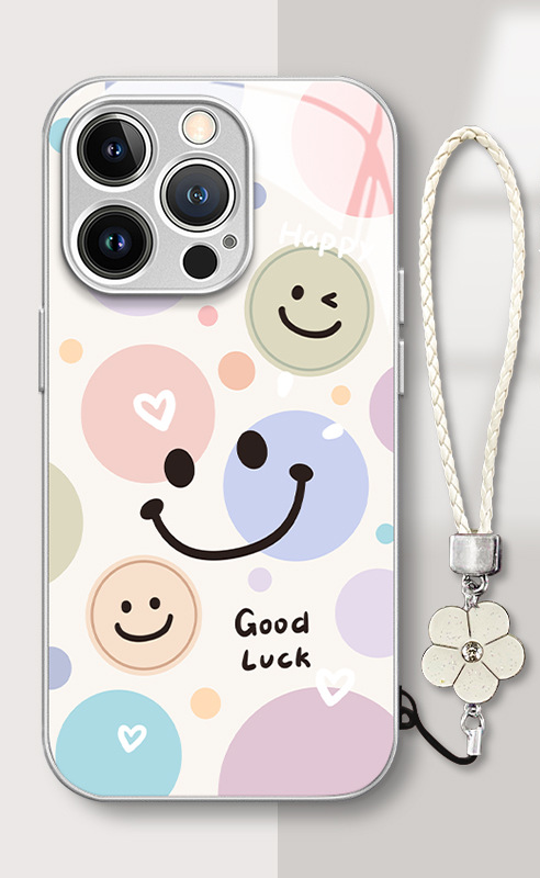 Warm Smile Electroplated Frame Ceramic Crystal Panel Case Cover for iPhone(Free Bracelet Gift)