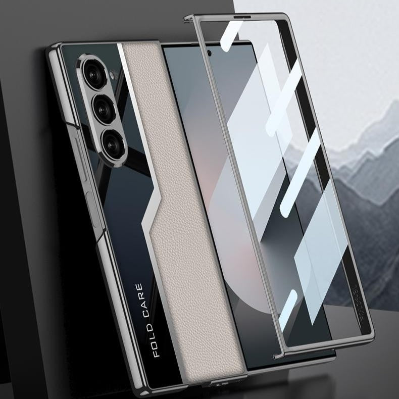 Lacquered Leather Woven Case Cover for Samsung Fold Series