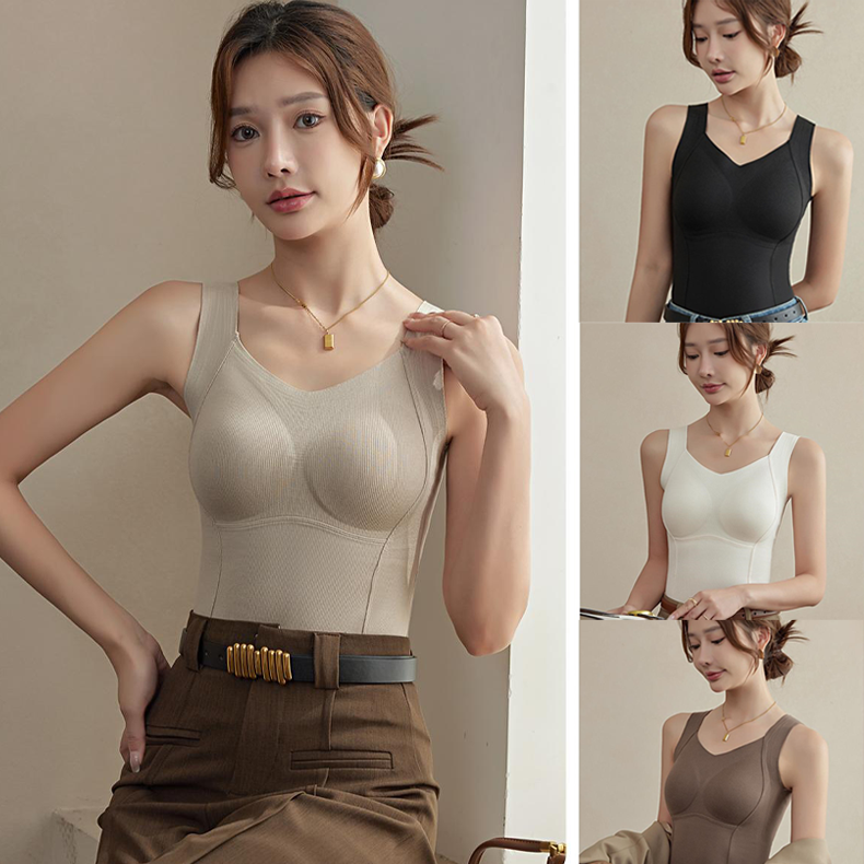 🔥 Cozy & Supported: Thickened Warm Tank Top with Shelf Bra! 👙