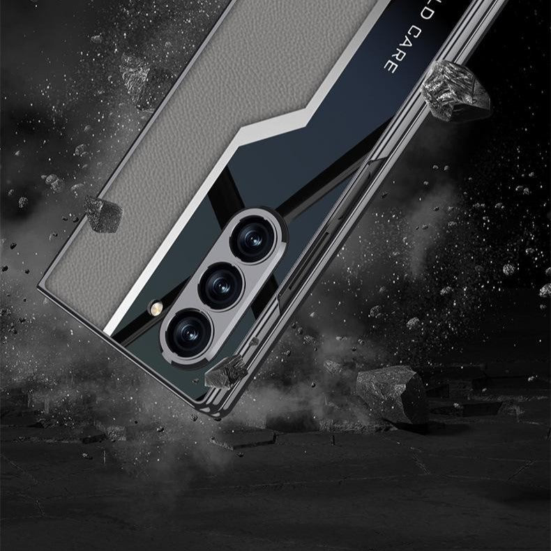 Lacquered Leather Woven Case Cover for Samsung Fold Series