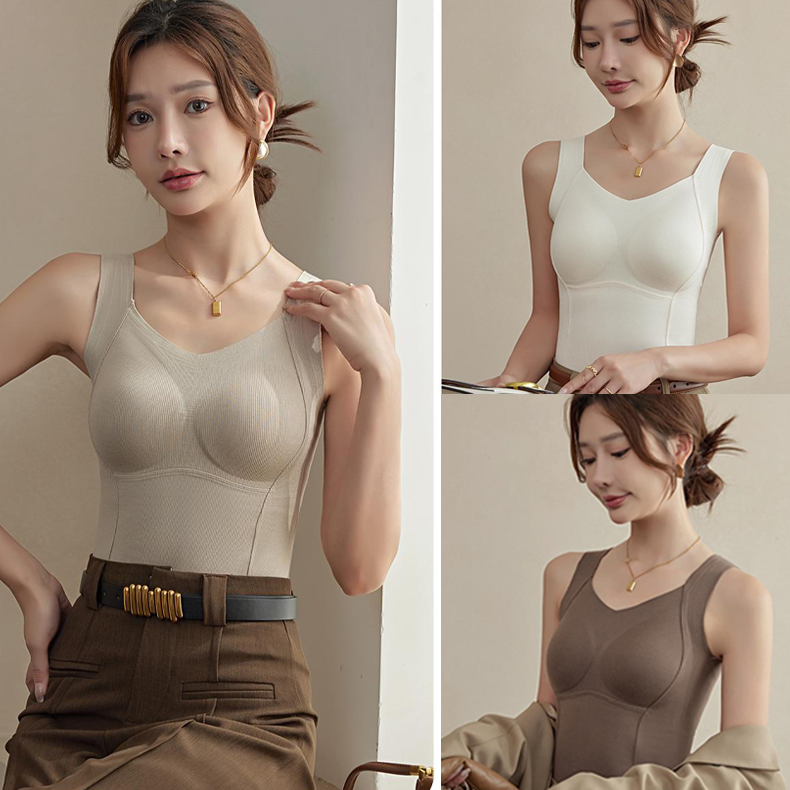 🔥 Cozy & Supported: Thickened Warm Tank Top with Shelf Bra! 👙