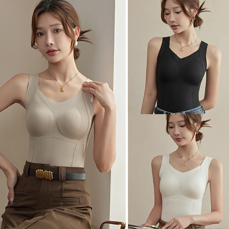 🔥 Cozy & Supported: Thickened Warm Tank Top with Shelf Bra! 👙