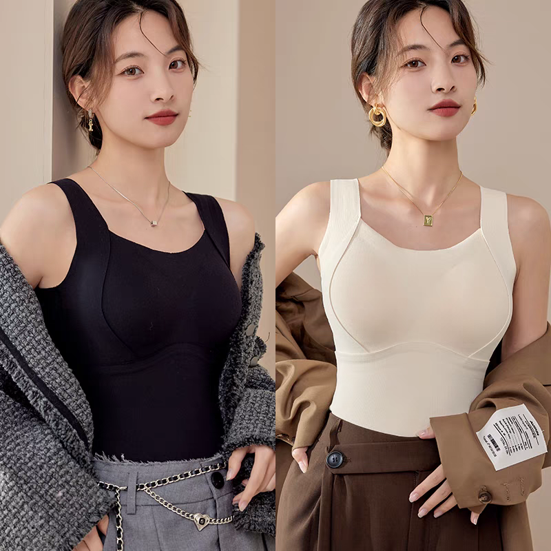 🔥 Cozy & Supported: Thickened Warm Tank Top with Shelf Bra! 👙