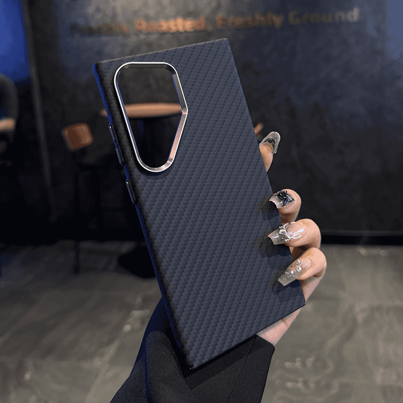 Ultra Slim Carbon Fibre & Metal Button Case Cover for Samsung S Series