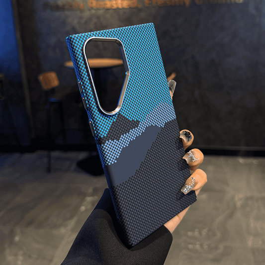 Ultra Slim Carbon Fibre & Metal Button Case Cover for Samsung S Series