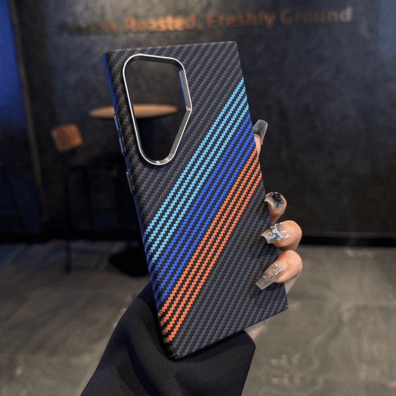 Ultra Slim Carbon Fibre & Metal Button Case Cover for Samsung S Series