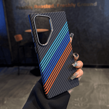 Ultra Slim Carbon Fibre & Metal Button Case Cover for Samsung S Series