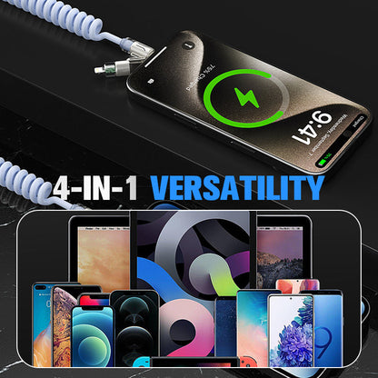 🔥 Hot sale 🔥 240W 4-in-1 Retractable Coiled Charging Cable