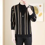✨Warm and stylish✨Men's Knit Striped Faux Two Piece Sweater