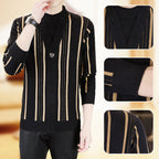 ✨Warm and stylish✨Men's Knit Striped Faux Two Piece Sweater