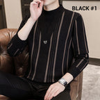 ✨Warm and stylish✨Men's Knit Striped Faux Two Piece Sweater