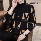 ✨Warm and stylish✨Men's Knit Striped Faux Two Piece Sweater