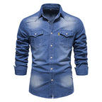 🎁Best Gift For Him✨Men's Denim Non-Iron Long Sleeve Shirt