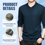 💥Limited time 50% off🎉Men's Half Zip V-Neck Casual Henley Shirt
