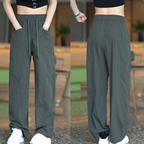Men's Casual Straight-Leg Pants with Multi-Pocket Design