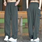 Men's Casual Straight-Leg Pants with Multi-Pocket Design