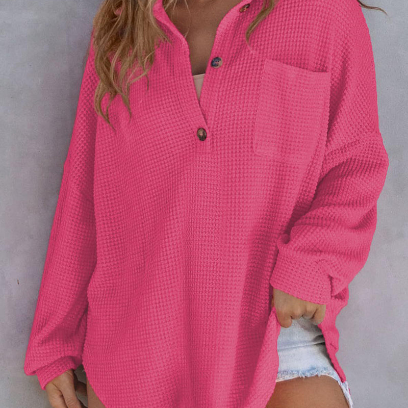 🔥 50% off ✨ 2025 New Women's Oversized Solid Waffle Knit Shirt Jacket