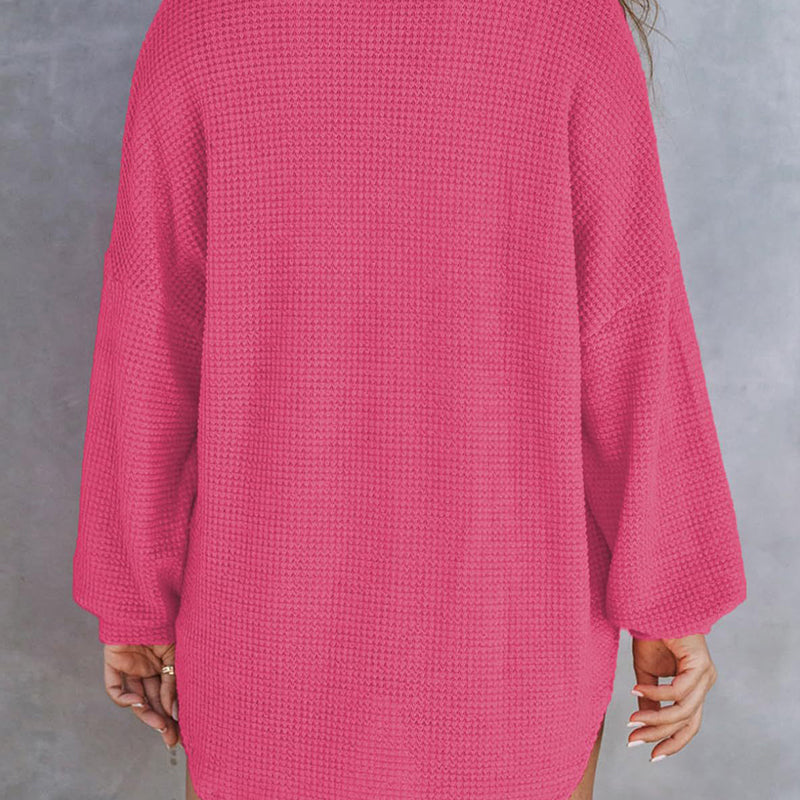 🔥 50% off ✨ 2025 New Women's Oversized Solid Waffle Knit Shirt Jacket