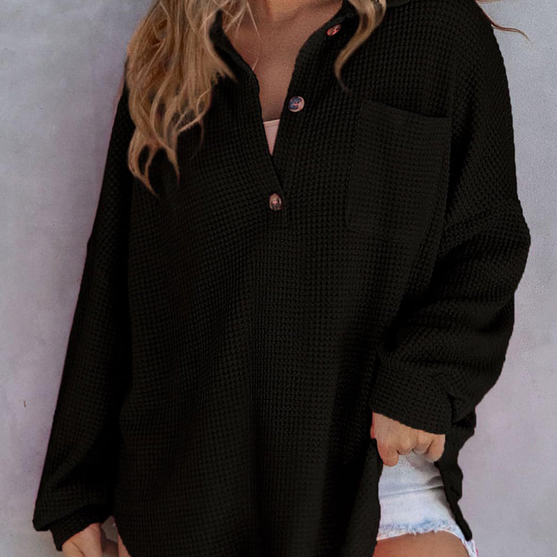 🔥 50% off ✨ 2025 New Women's Oversized Solid Waffle Knit Shirt Jacket
