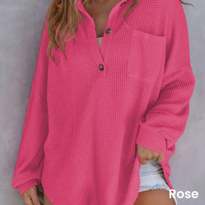 🔥 50% off ✨ 2025 New Women's Oversized Solid Waffle Knit Shirt Jacket