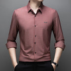 Men's Fashion Classic Striped Collared Long-Sleeve Shirt
