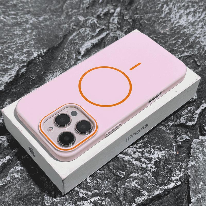 Vibrant Orange Colour Clash Silicone Magnetic Case Cover for iPhone