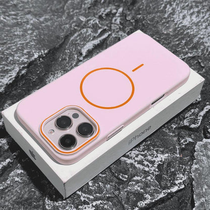 Vibrant Orange Colour Clash Silicone Magnetic Case Cover for iPhone