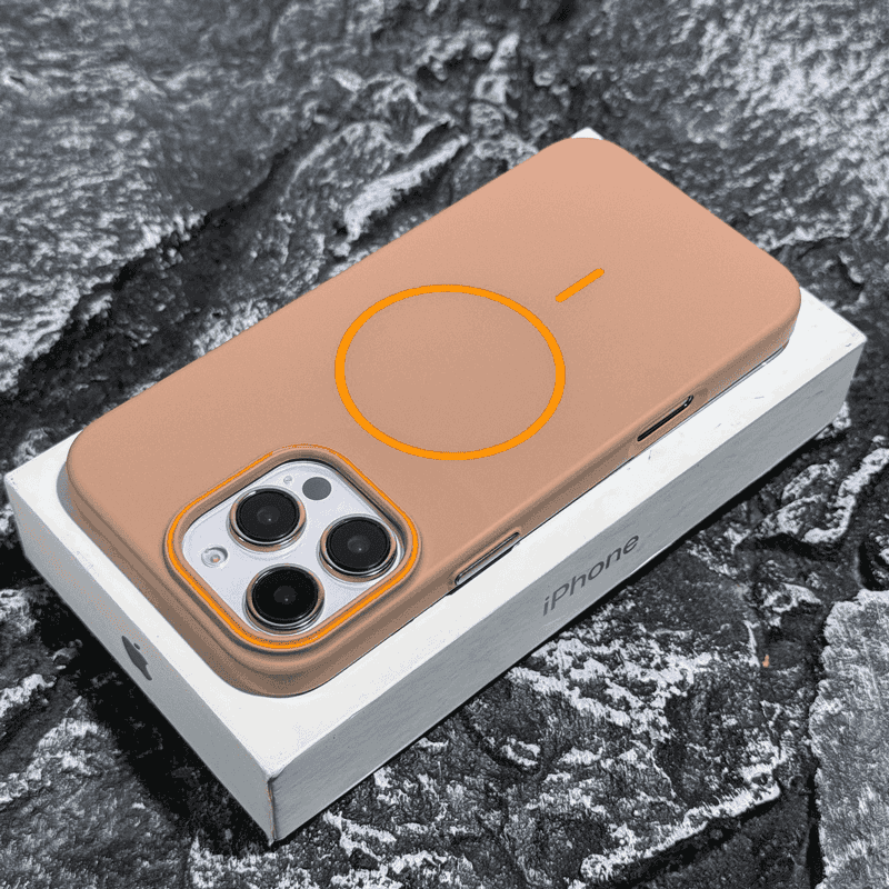 Vibrant Orange Colour Clash Silicone Magnetic Case Cover for iPhone